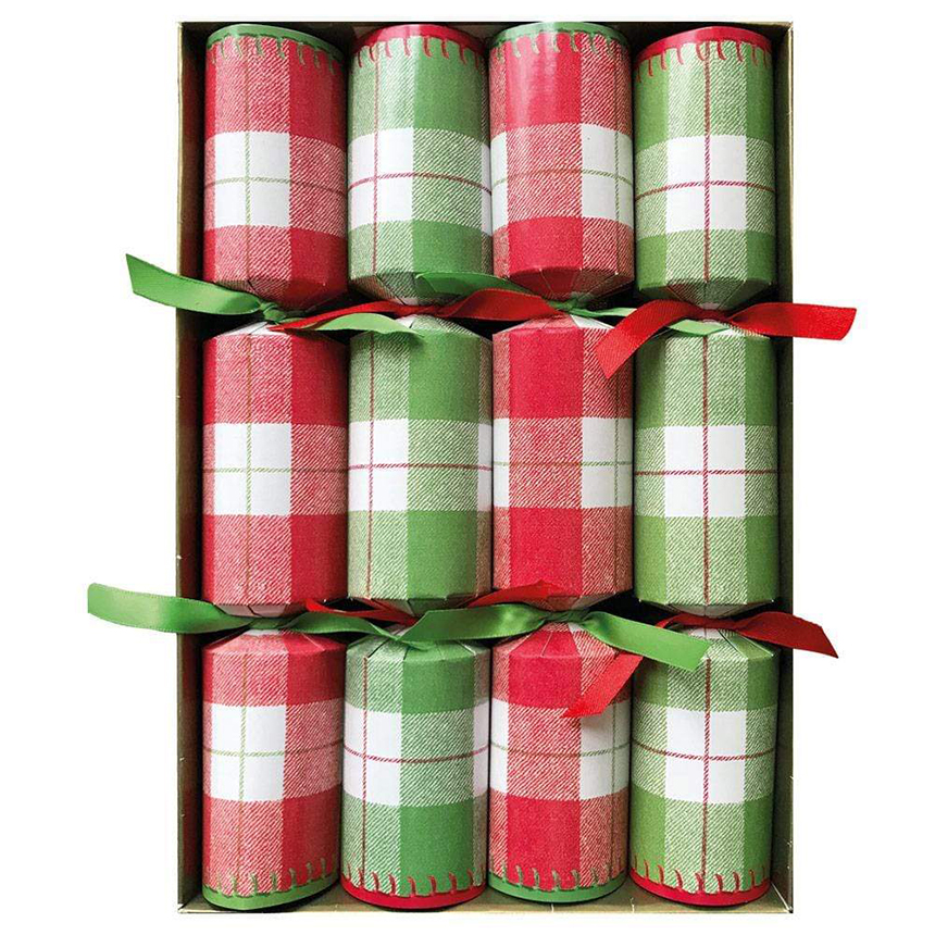 NEW Plaid Christmas Crackers - set of eight 
