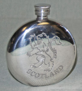 Scotland Round Pewter Flask with Lion Rampant