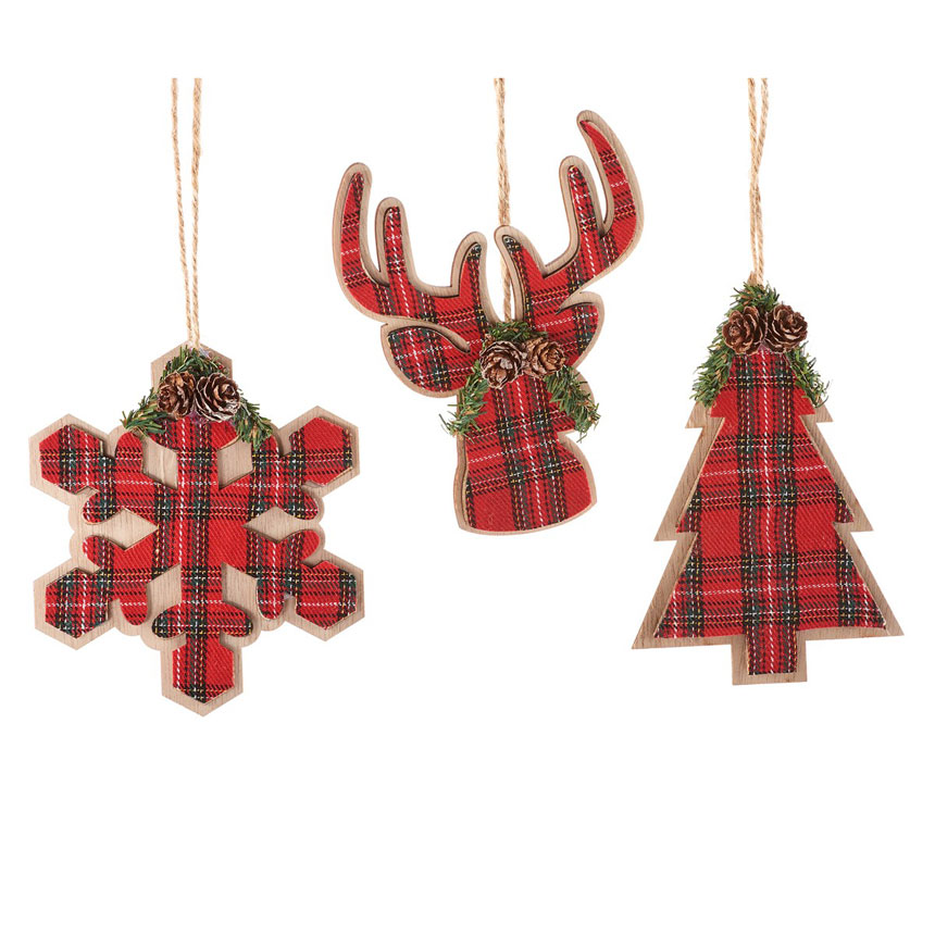 Set of Three Wooden Ornaments