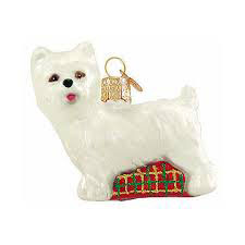 Westie Ornament - handblown glass 2.5 inches tall