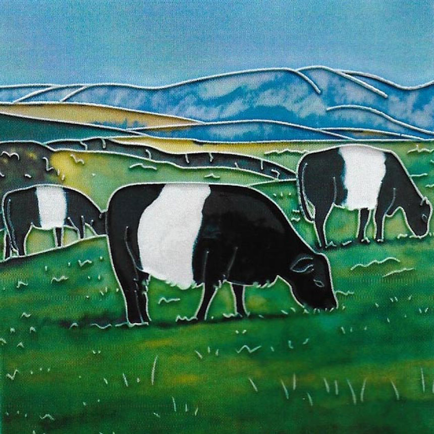 Belted Galloway Cow 8 by 8 inch ceramic tile