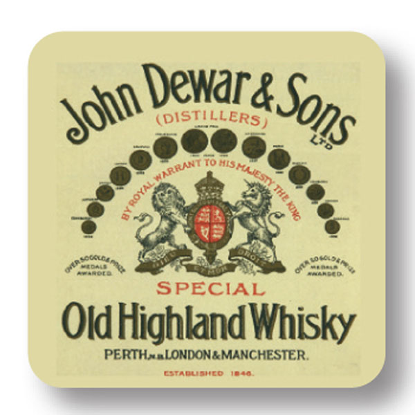 John Dewars Whisky Label Coaster
