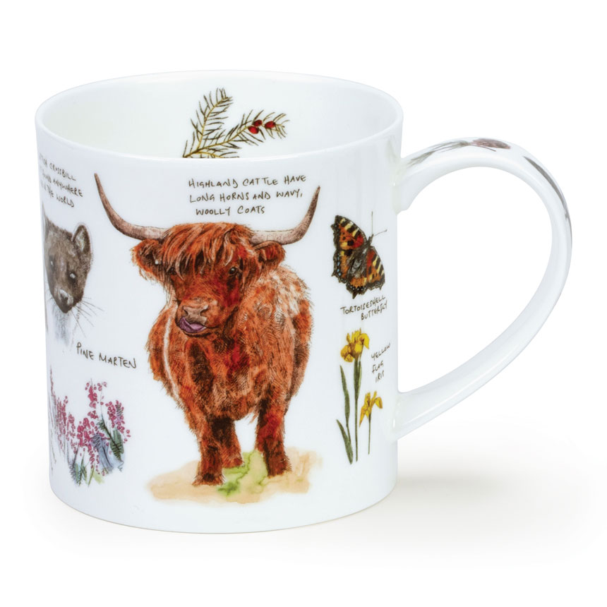 SALE Scottish Notebook Mug with Highland Cow from Dunoon Pottery