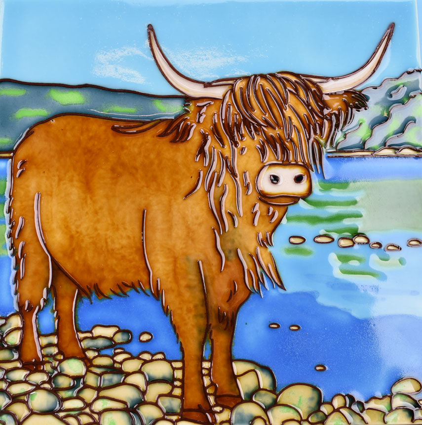 Highland Cow 8 inch square tile