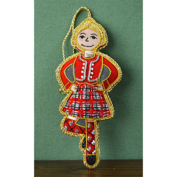 Embroidered Highland Dancer Ornament