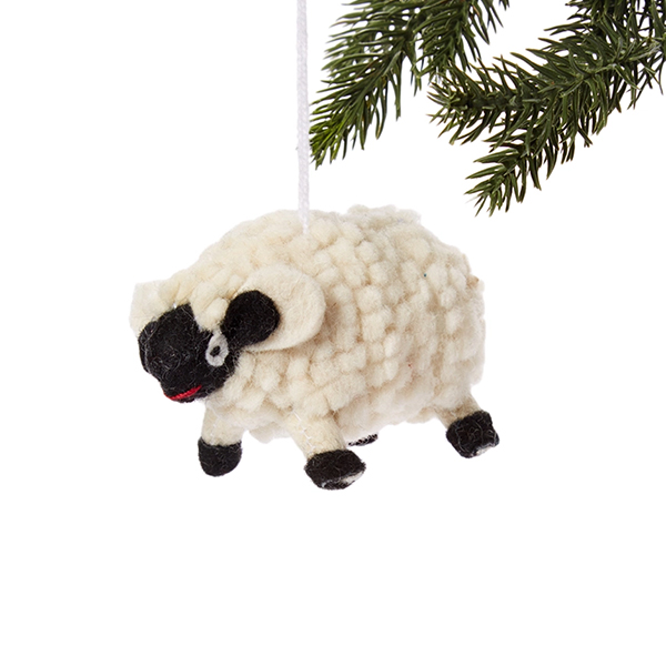 SALE Fuzzy Blackface Sheep Ornament