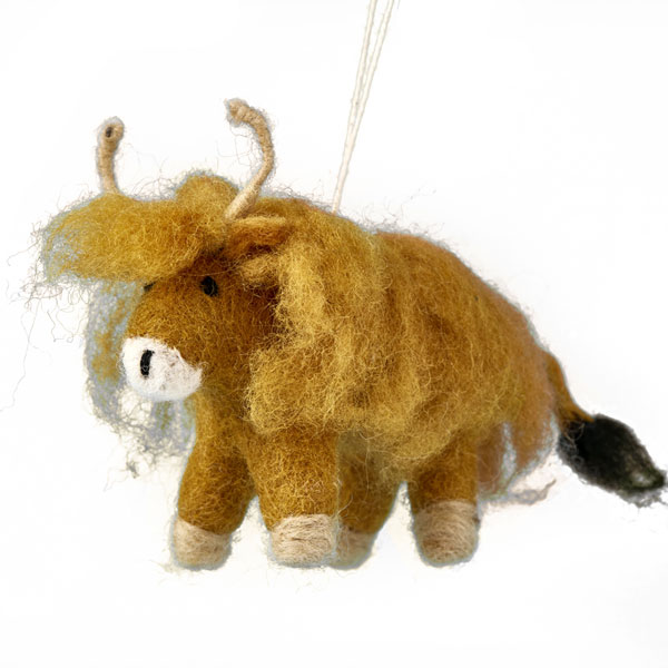 SALE Fuzzy Highland Cow - Felted in Nepal
