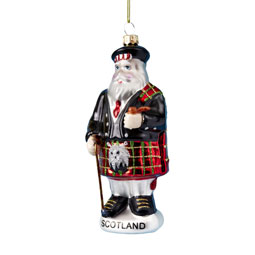 SALE Glass Scottish Santa - 5.5 inches tall