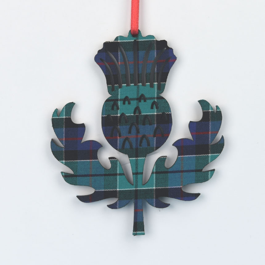 Wood & Tartan Thistle in Highland Check - Blue and teal