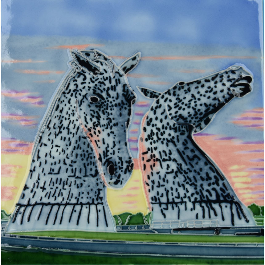 SOLD OUT Kelpies at Dusk 8 Inch Ceramic Tile