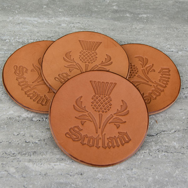 Leather Scotland Coasters - Set of four