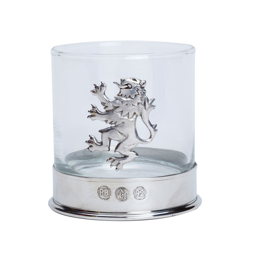 Rampant Lion Whisky Glass with Pewter Base