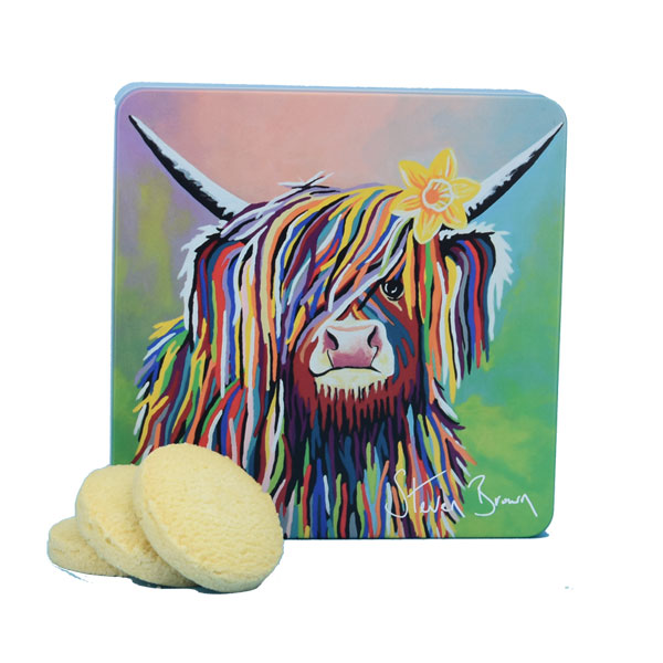 Marie McCoo Shortbread Rounds Tin - Coo with Daffodil