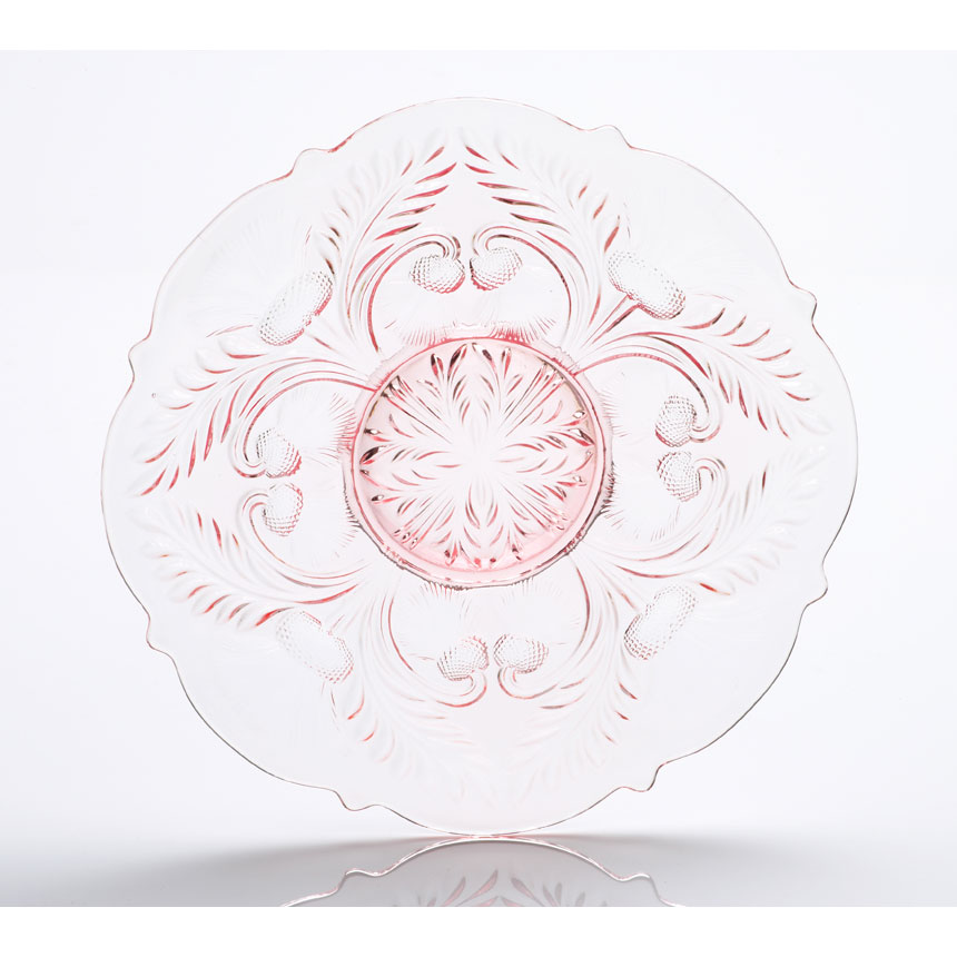 Inverted Thistle Pressed Glass Platter 12" diameter