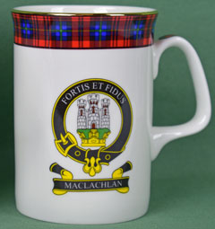 China Tea Mug MacNeil Clan Crest Fine Bone Gold Rim Made in Scotland 