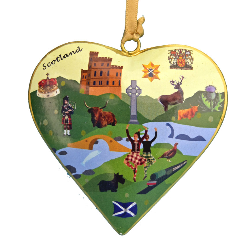 Iconic Scotland Metal Heart Ornament