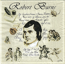 Robert Burns Napkin with drawings from poems