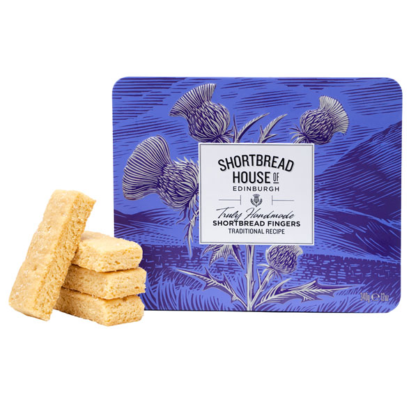 Shortbread Fingers in Compact Purple Thistle Tin