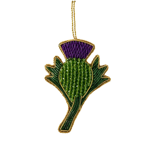 Beaded and Embroidered Thistle Ornament