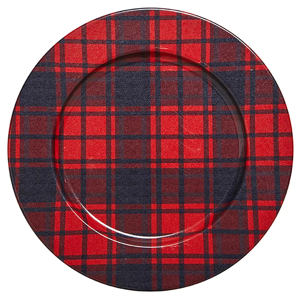 SALE Plaid Metal Charger - 13" diameter - While Supplies Last
