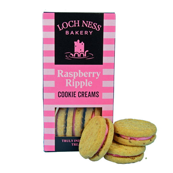 Raspberry Ripple Cookie Creams - six cream filled cookies