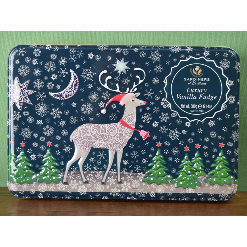 SOLD OUT Reindeer in Snow Vanilla Fudge Candy Tin 
