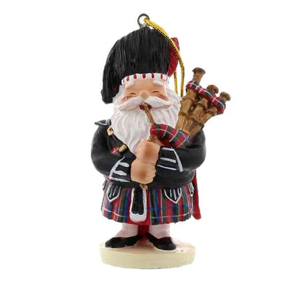 Scottish Piping Santa - resin ornament