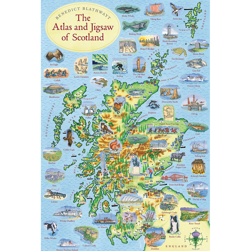 Scotland Map Puzzle And Atlas - 300 pieces
