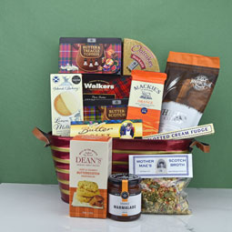 Scottish Treasures - twelve treats in a red & gold metal planter