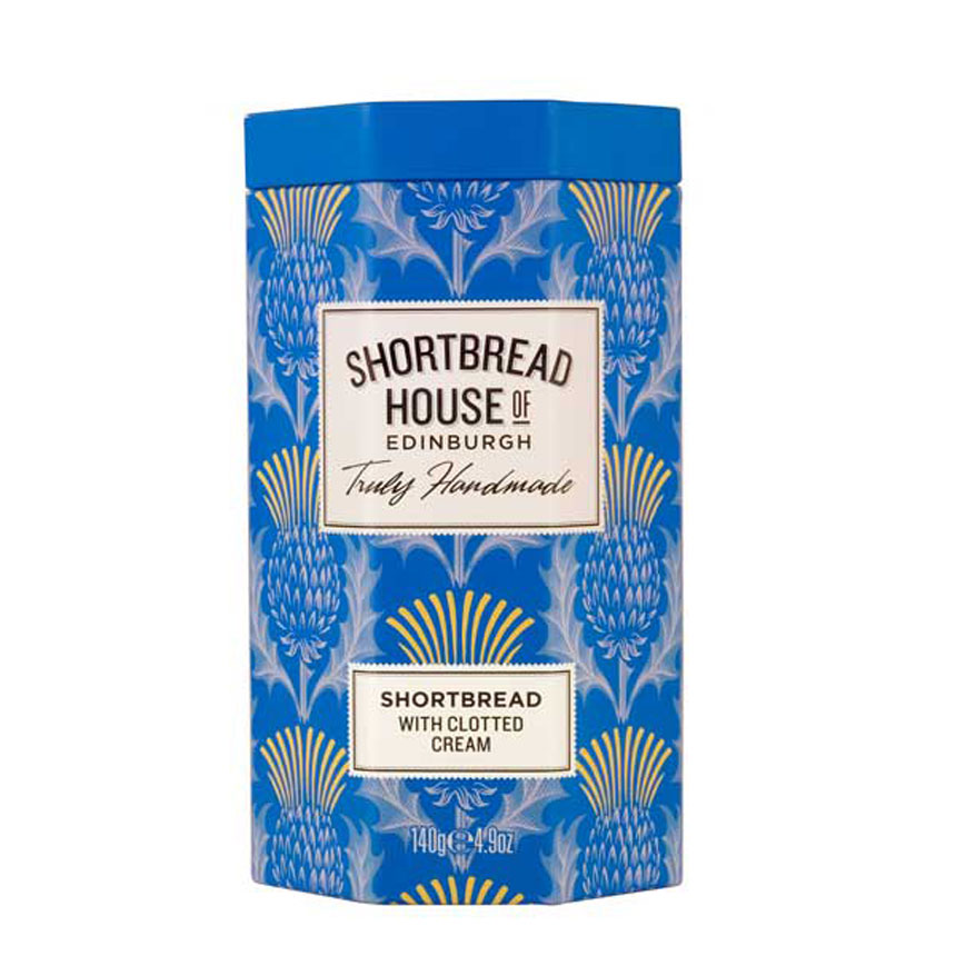 Clotted Cream Shortbread in Blue Octagonal Thistle Tin - Small