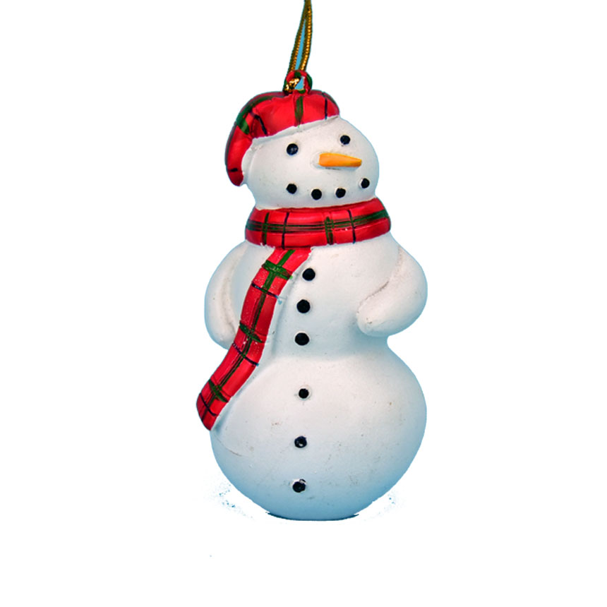 SALE Snowman with Plaid Scarf Ornament