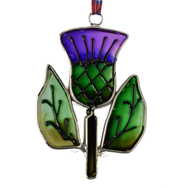 Stained Glass Thistle Ornament