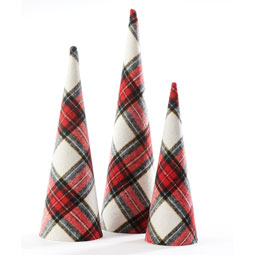 Set of Three Tartan Cones 