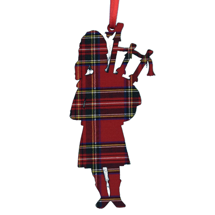 Tartan Piper Ornament in Royal Stewart 