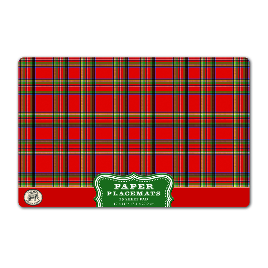 SOLD OUT Red Tartan Paper Placemats - Pad of 25