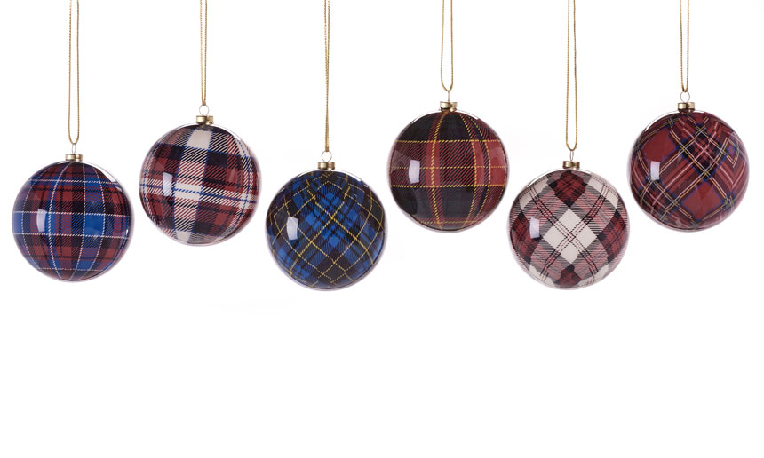 SOLD OUT Set of Six Tartan Ball Ornaments