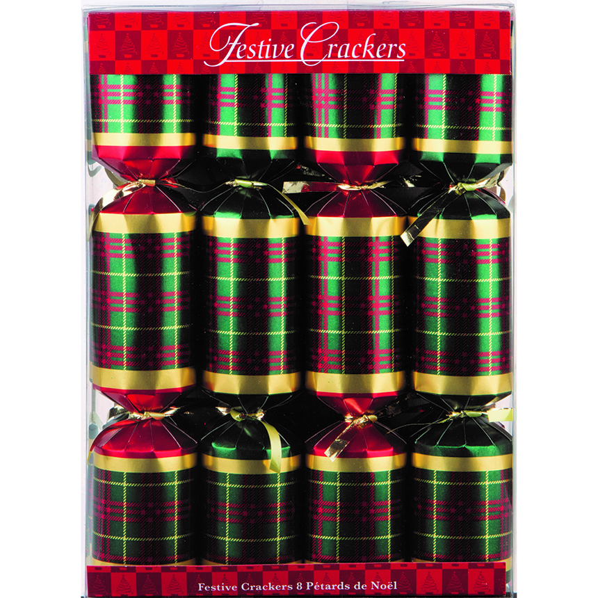 SOLD OUT Festive Plaid Christmas Crackers - box of eight