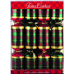 Festive Plaid Christmas Crackers - box of eight