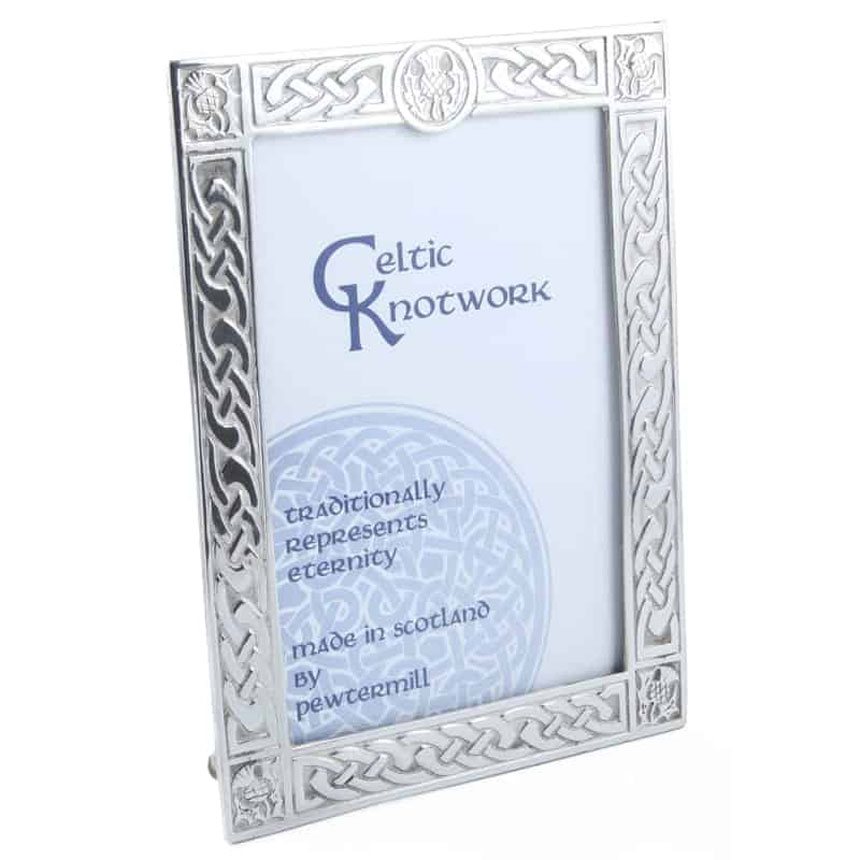 Thistle Pewter Frame with Celtic Knots 4" x 6"