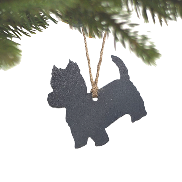 Westie Ornament made of recycled steel 