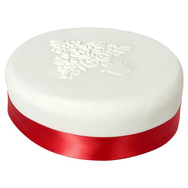 Christmas Cake - Fully Iced with tree design, red ribbon, brandy & marzipan. 2.5lbs.