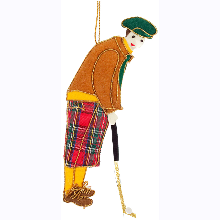 Scottish Golfer Felt Ornament