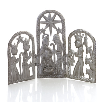 Recycled Metal Trifold Nativity