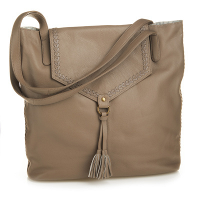 Laced Leather Tote - Taupe