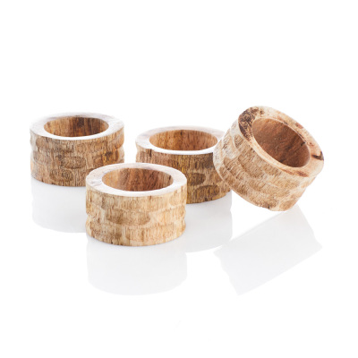 Mango Wood Napkin Rings - Set of 4
