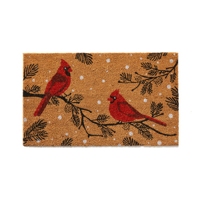 Winter Cardinals Coconut Fiber Mat