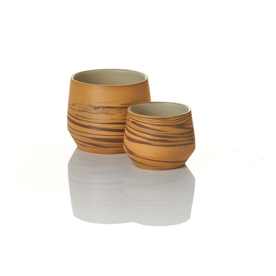 Tiger Stripe Ceramic Pots - Set of 2