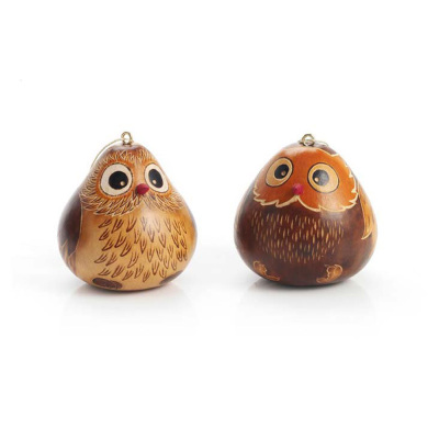 Owl Gourd Ornaments - Set of 2