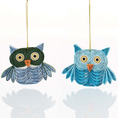 Quilled Owl Ornaments - Set of 2