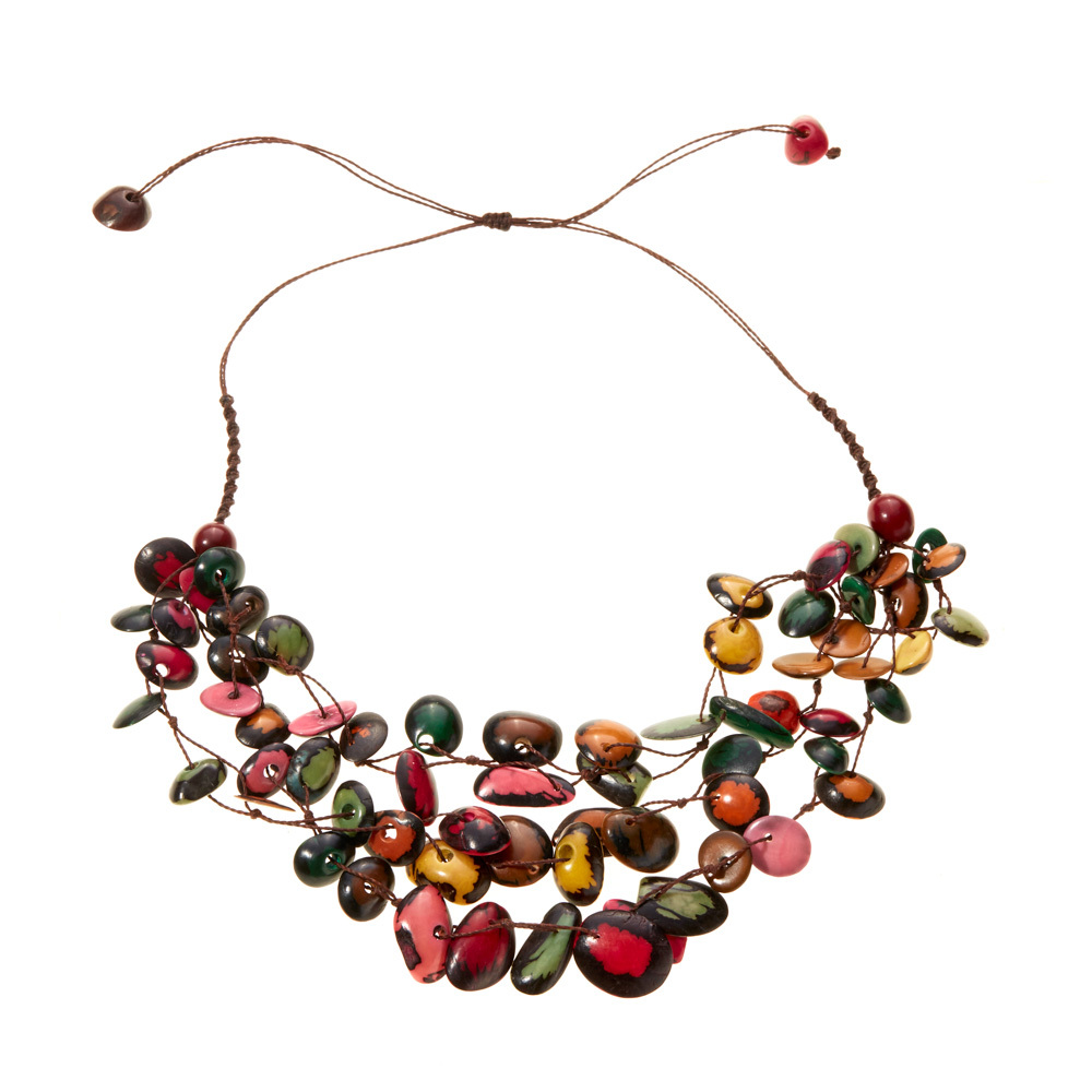 Vibrant Tagua Multi-Strand Necklace
